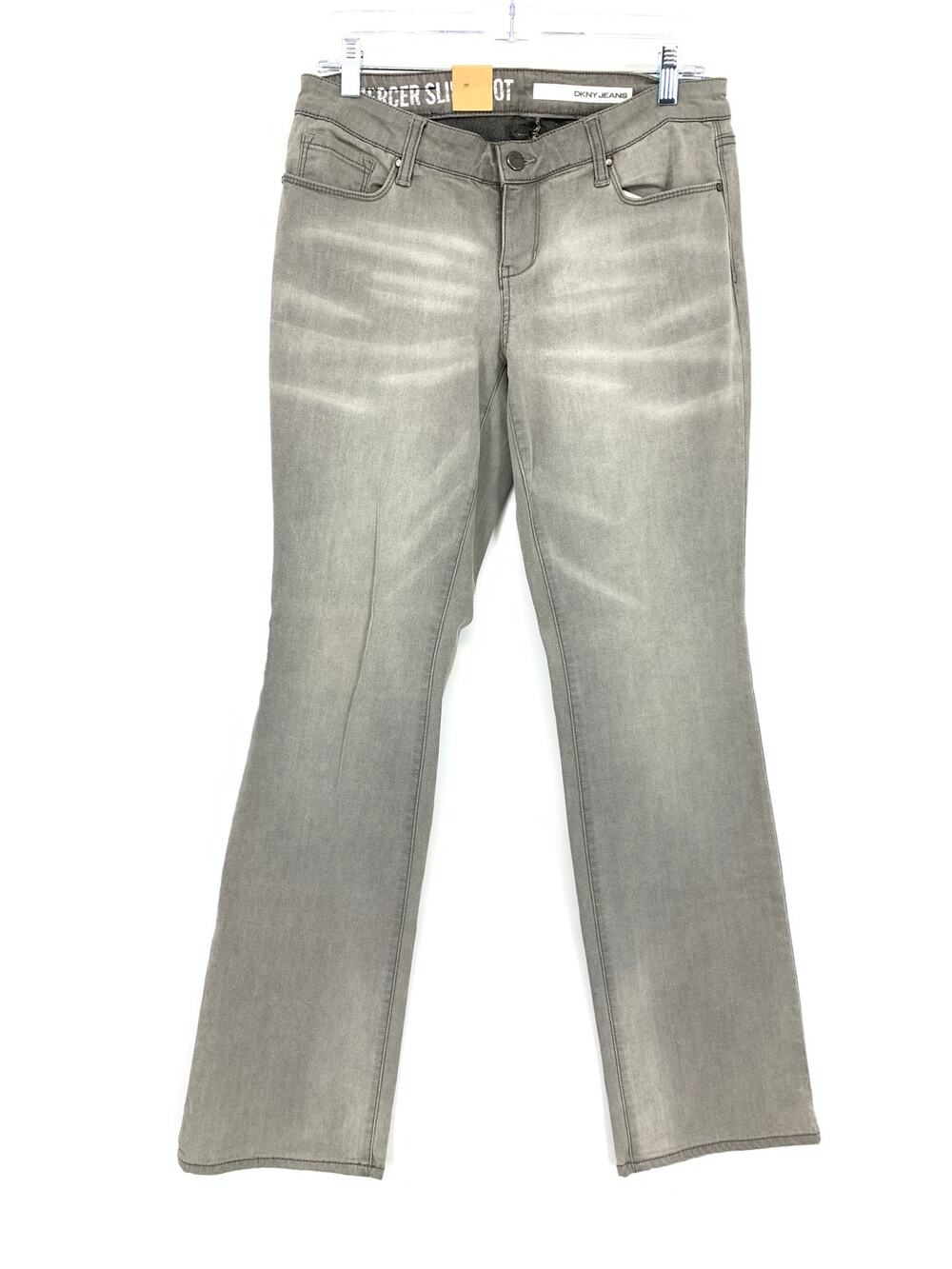 DKNY Mercer Slim Bootcut Jeans Womens Size 8 X 32 Gray Washed Denim NEW